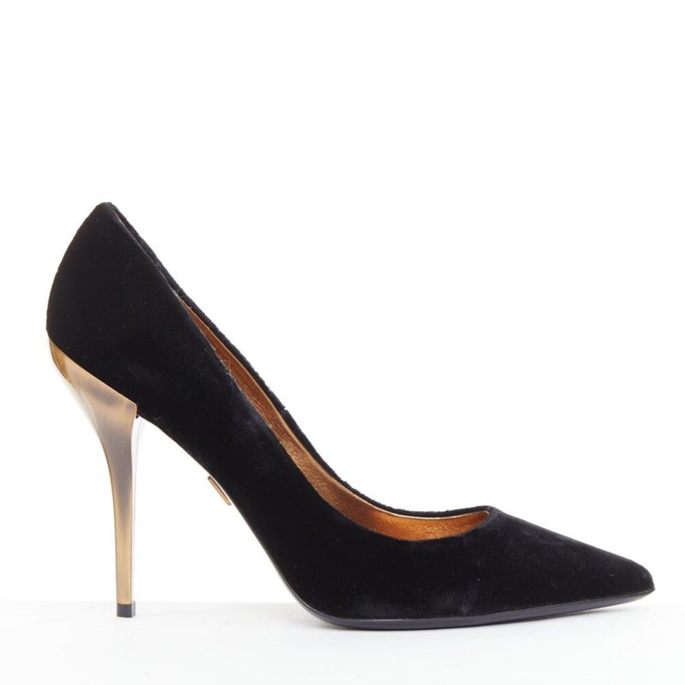Roger Vivier velvet bronze metal gloss heel pump